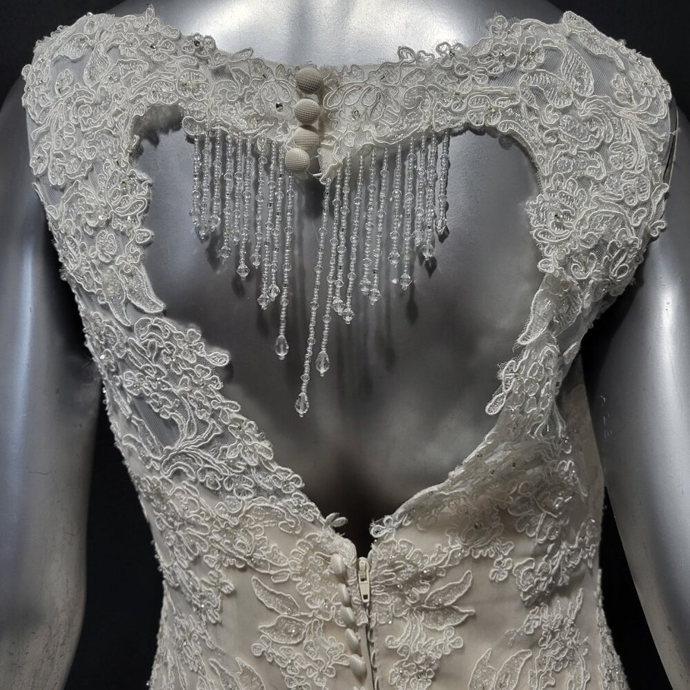 NWT~$1475~ELLA ROSA~8/10~IVORY EMBELLISHED CRYSTAL BEADED WEDDING DRESS GOWN